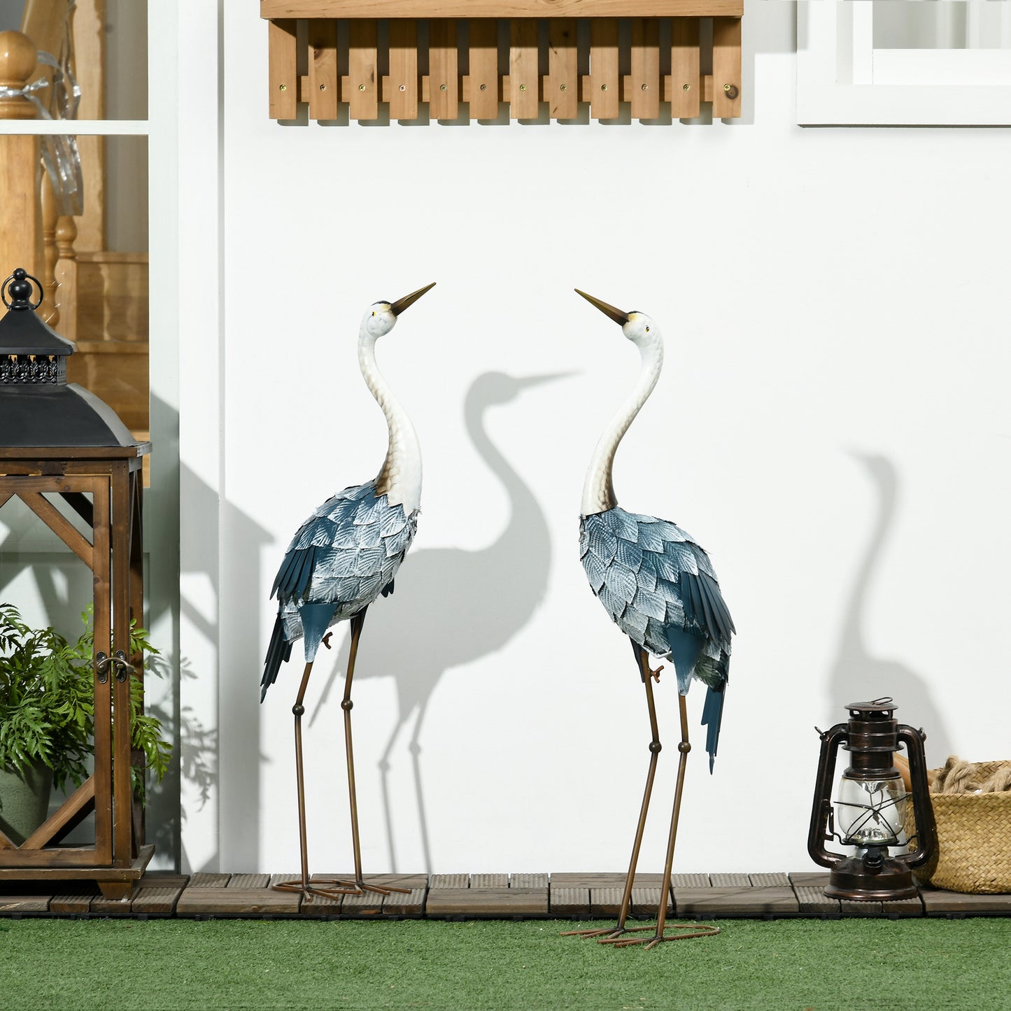 Crane Garden Ornaments, 2 PCS Steel Garden Statue Set 🚚