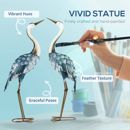 Crane Garden Ornaments, 2 PCS Steel Garden Statue Set 🚚