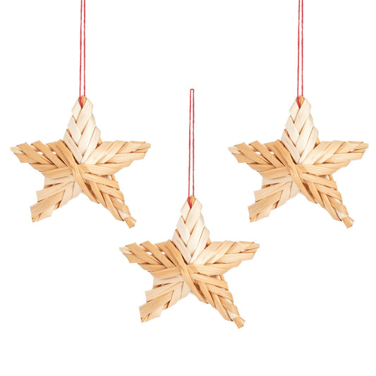 Straw Stars Hanging Decoration- Set of 3