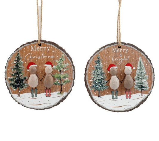 Christmas Hanging Pebble Plaque