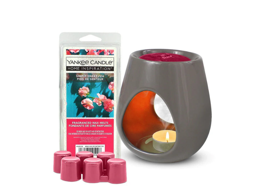 Yankee Candle Sweet Pea Wax Melt Ceramic Warmer Kit Gift Set