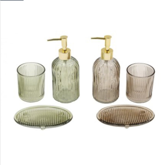 Ribbed Glass Bathroom Set