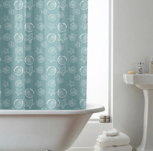 Shower Curtain Aqua Peva Seashells