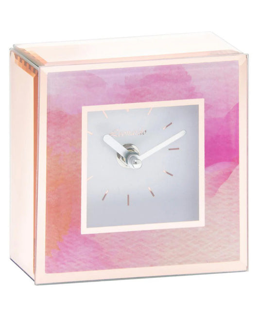 Pink Watercolour Glass Clock - 14cm