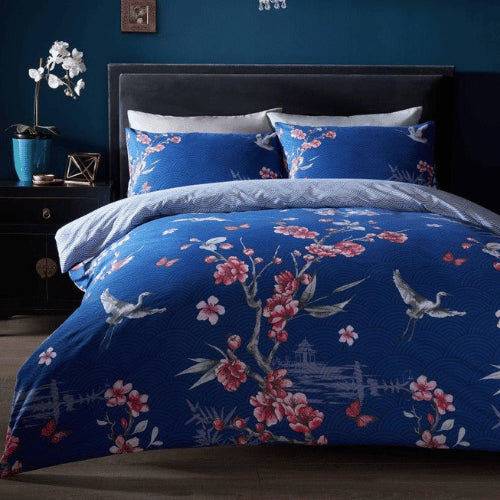 Akari Blue Floral Duvet - Kingsize