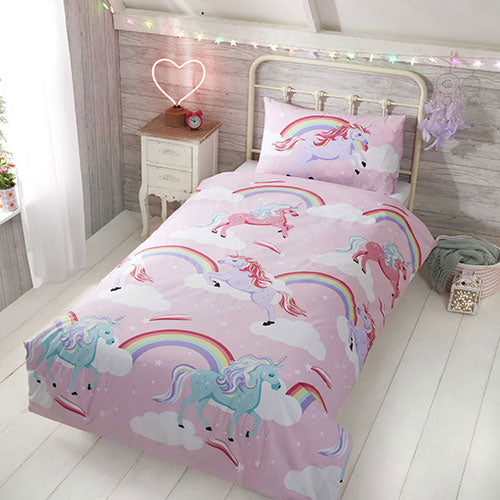 Single Reversible Unicorn/Rainbow Duvet Set