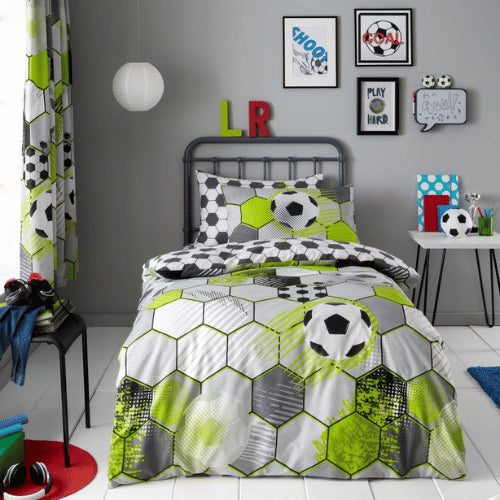 Football Single Duvet Set Grey/Green