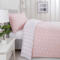 Spots & Stripes Luxury Brushed Easy Care Duvet - Pink