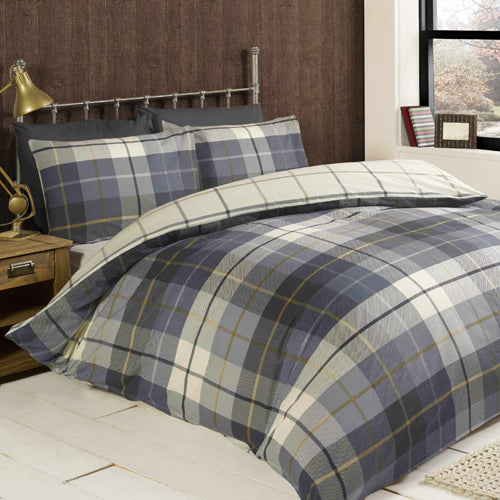 Lomond Blue Brushed Cotton Check Duvet Set