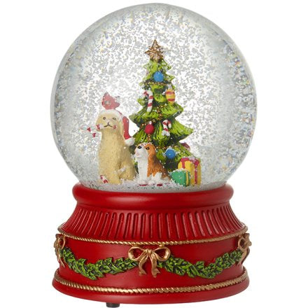 Dogs at Christmas Snow Globe 16cm