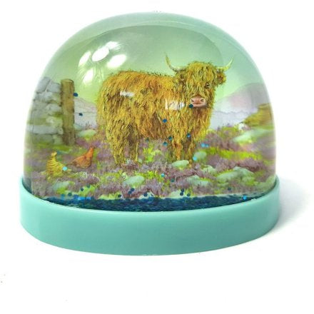 Highland Cow Glitter Globe by Jan Pashley