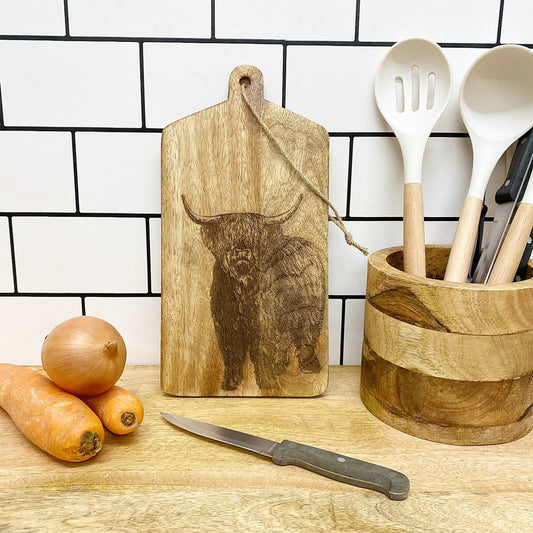 Highland Cow Wooden Cheese Board