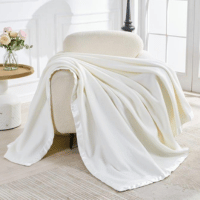 Classic Satin Border Fleece Throw Cream