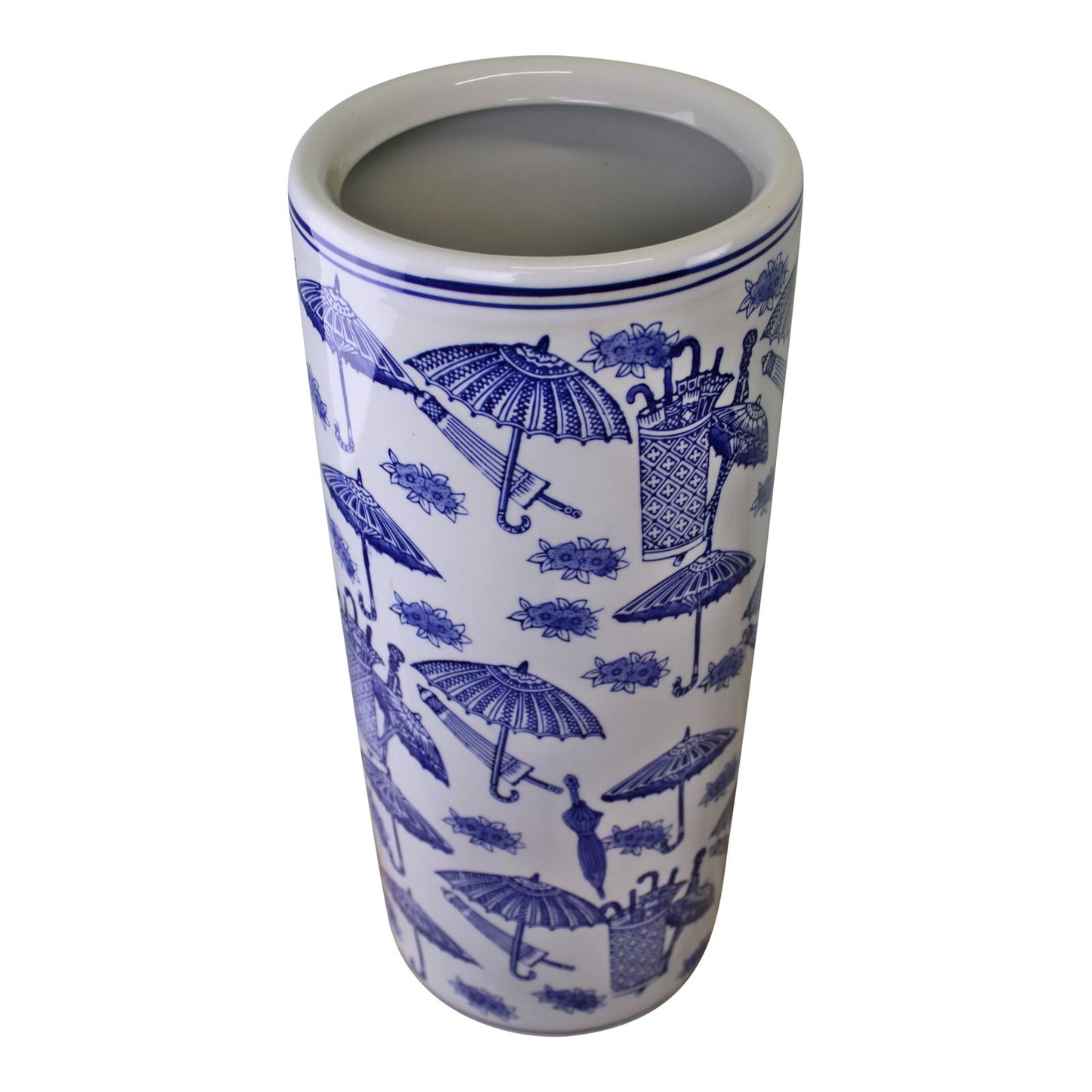 Umbrella Stand, Vintage Blue & White Umbrella Design 🚚