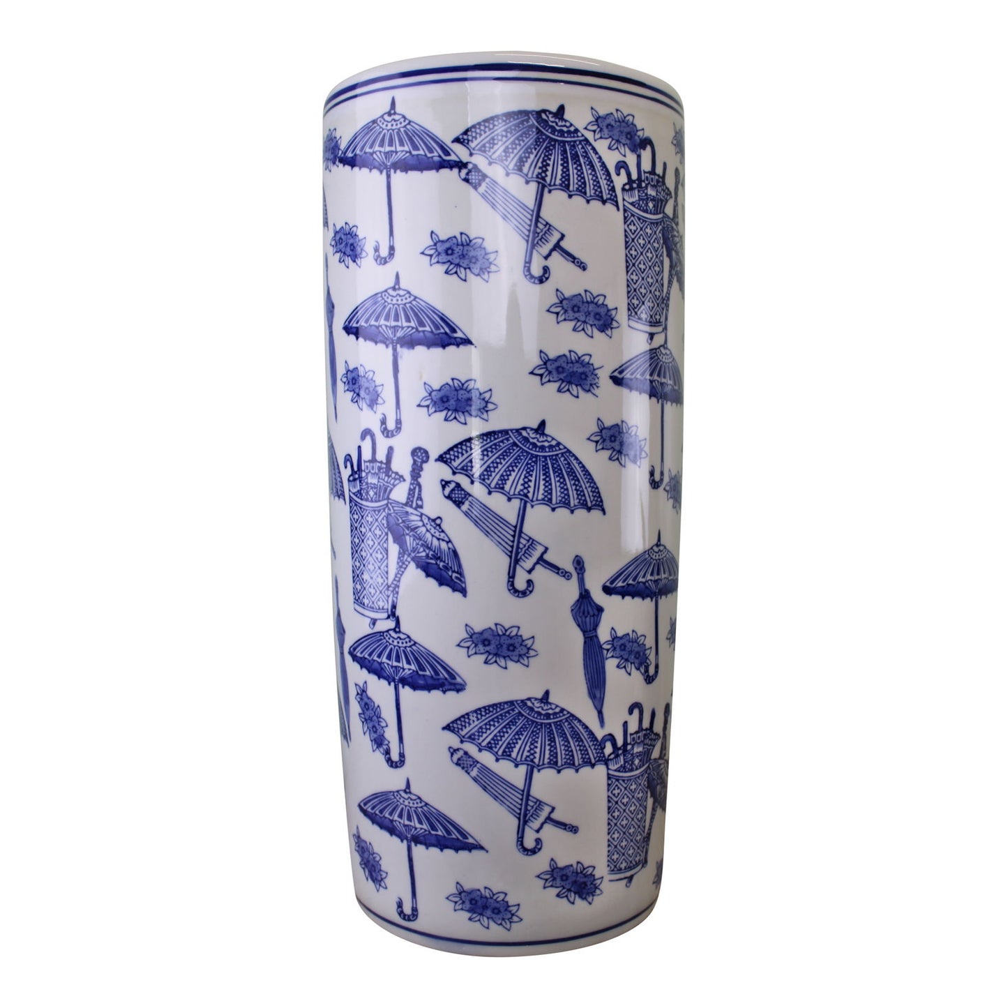 Umbrella Stand, Vintage Blue & White Umbrella Design 🚚