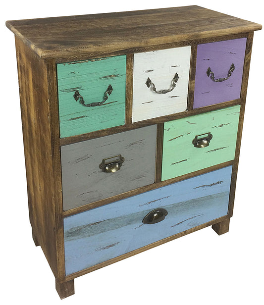 Wooden Storage Cabinet With 6 Drawers 69cm