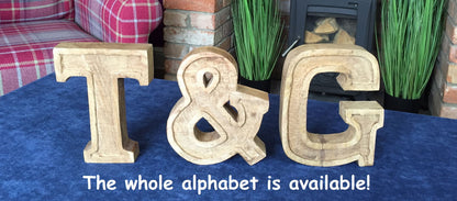 Hand Carved Wooden Embossed Letter Q