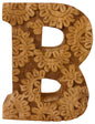 Hand Carved Wooden Flower Letter B