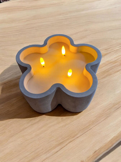 Led Flower 3 Wick Candle 20cm