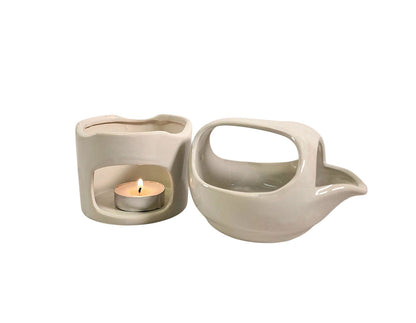 Oil Burner In Off White With Removable Top