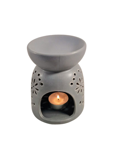 Oil Burner In Grey With Pattern Holes