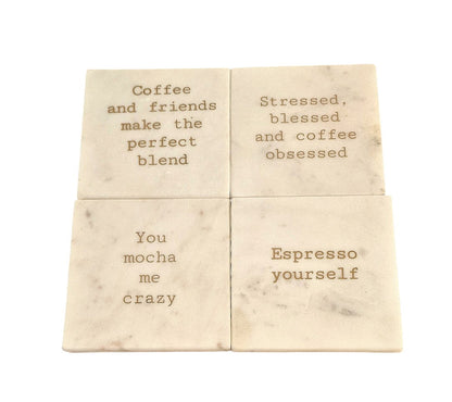 Tea & Coffee Marble Coasters 2 Types Set of 8 🚚