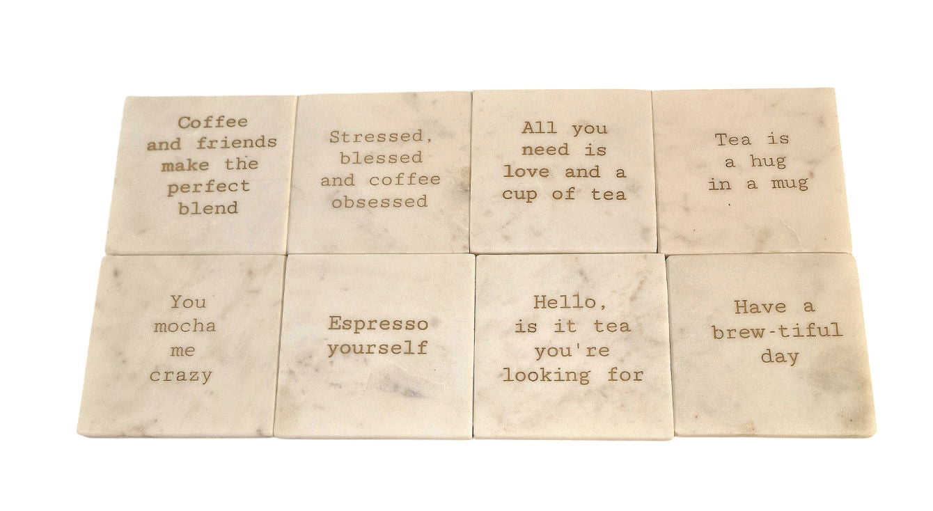 Tea & Coffee Marble Coasters 2 Types Set of 8 🚚