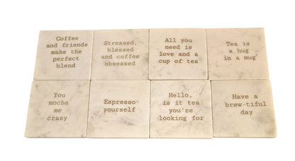 Tea & Coffee Marble Coasters 2 Types Set of 8 🚚