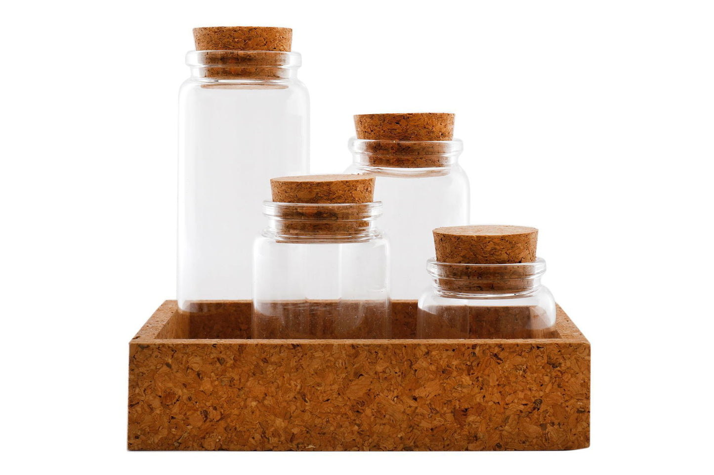 Cork Tray With Four Glass Bottles & Lids 🚚