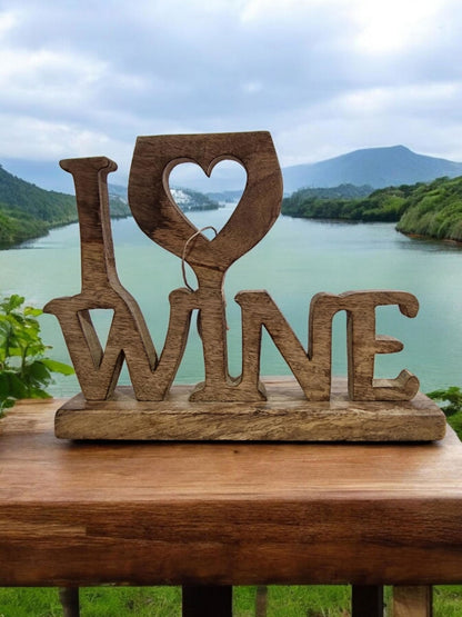 I Love Wine Wooden Decoration 31cm