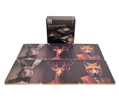 Forest Animal Head Coaster Set Of 6