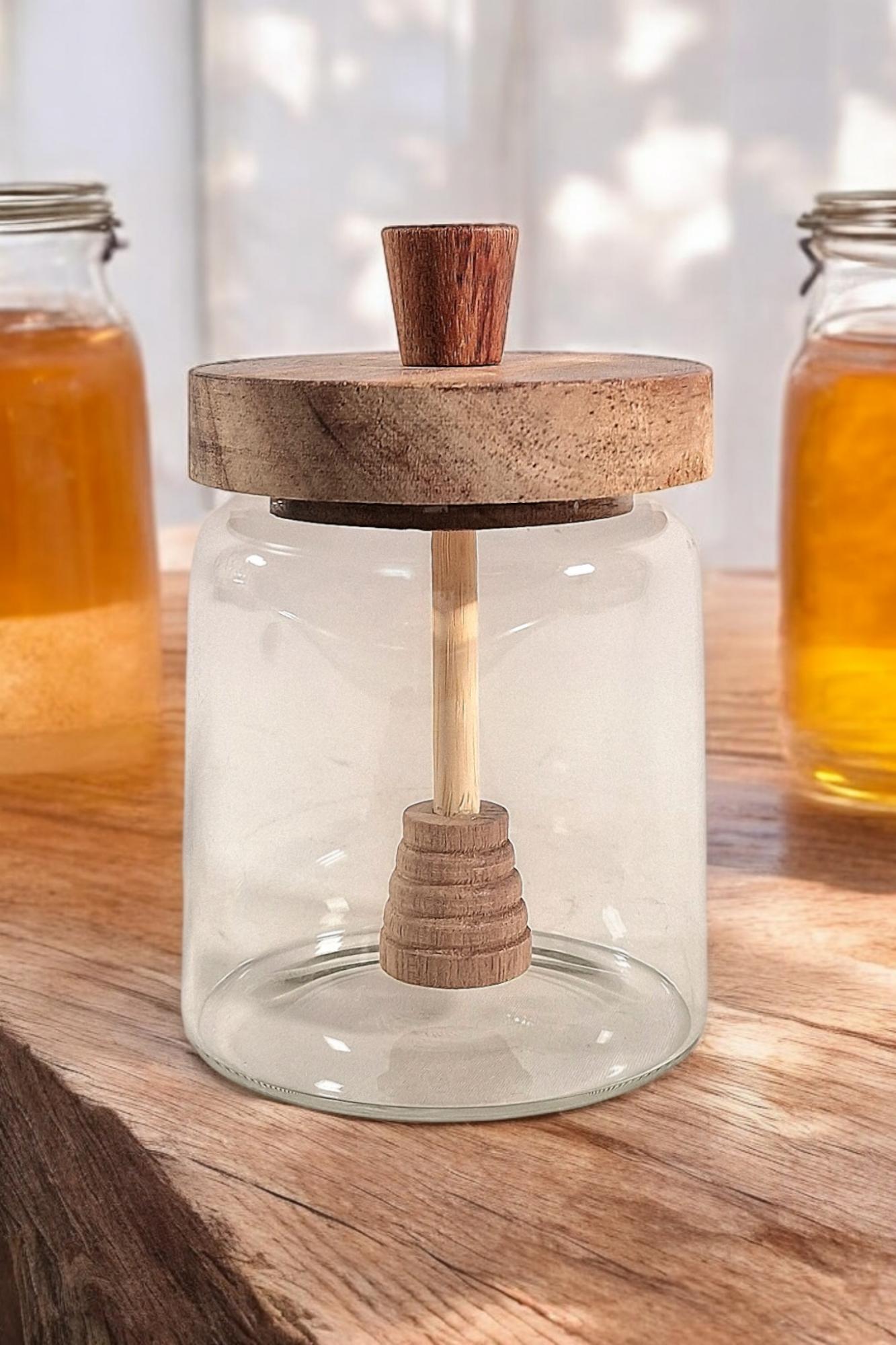 Glass Honey Storage Jar With Stirrer