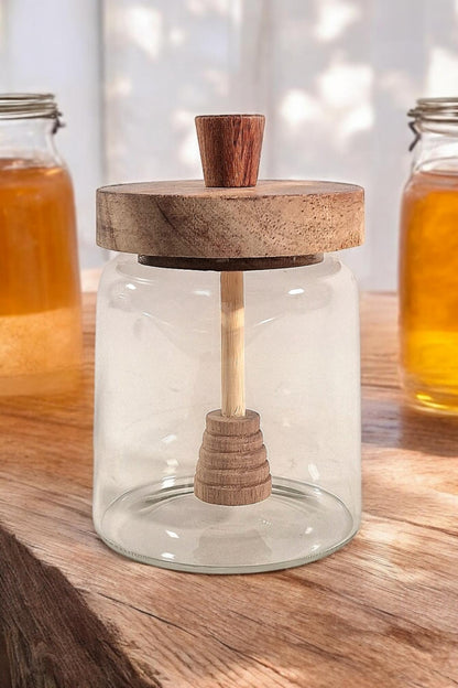 Glass Honey Storage Jar With Stirrer