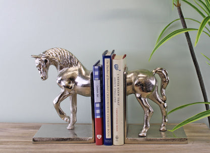 Silver Aluminium Horse Bookends