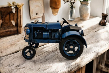 Blue Metal Tractor Ornament 17cm 🚚