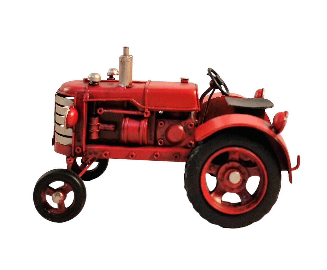 Red Metal Tractor Ornament 17cm 🚚