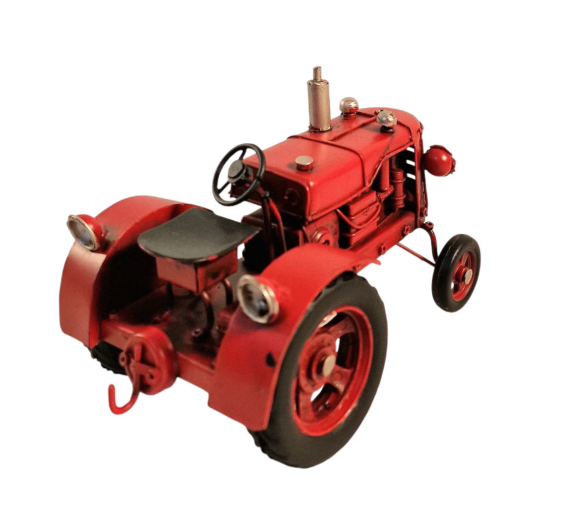 Red Metal Tractor Ornament 17cm 🚚