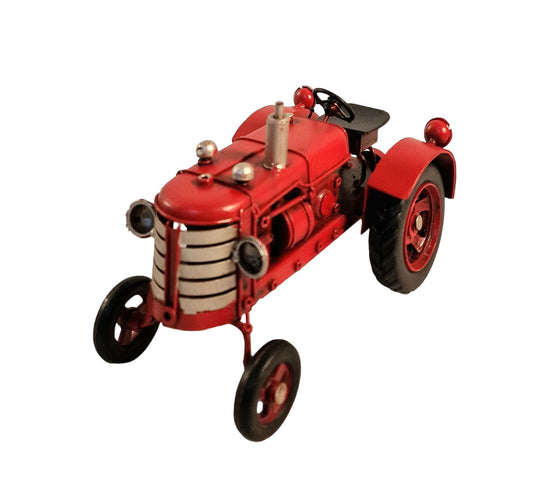 Red Metal Tractor Ornament 17cm 🚚