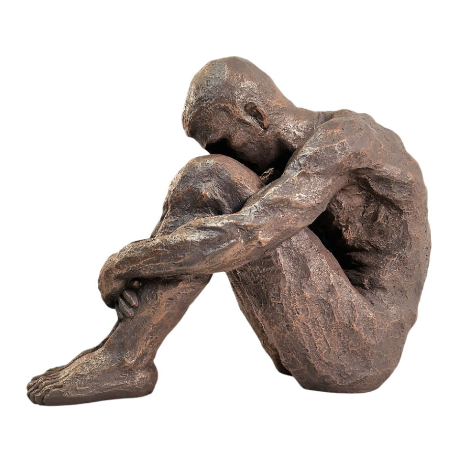 Sitting Man Bronze Style Statue 44.5cm 🚚