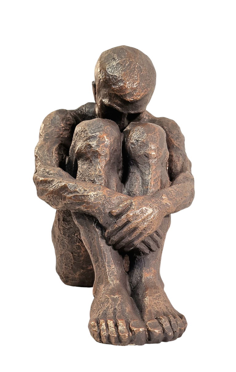 Sitting Man Bronze Style Statue 44.5cm 🚚