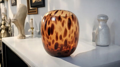 Leopard Print Glass Vase 26cm 🚚