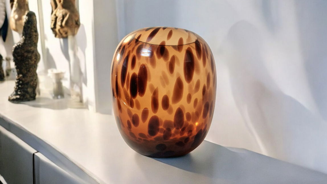 Leopard Print Glass Vase 26cm 🚚