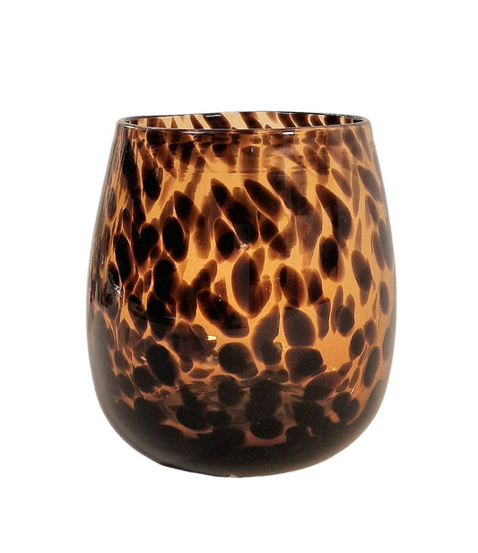 Leopard Print Glass Vase 13cm