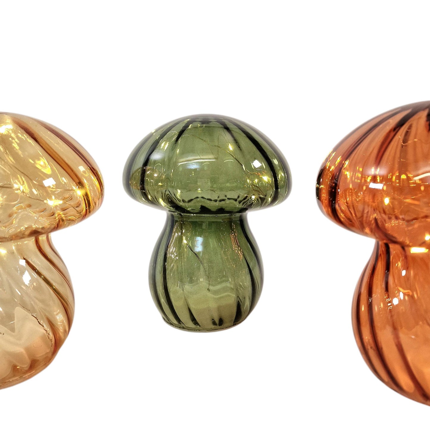 Coloured Glass Mushroom L.E.D Light Set of 3 G/O/Y 🚚