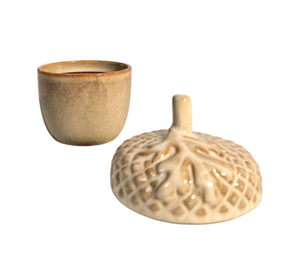 Ceramic Acorn Pot With Lid 13.5cm