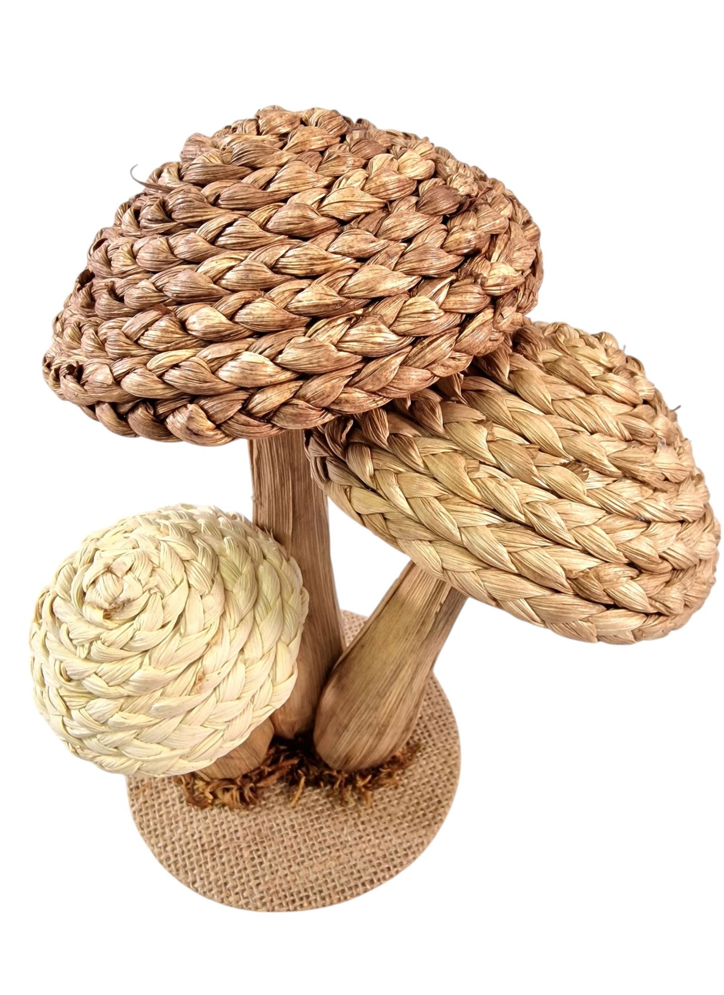 Rattan Trio Mushroom Ornament 21cm 🚚