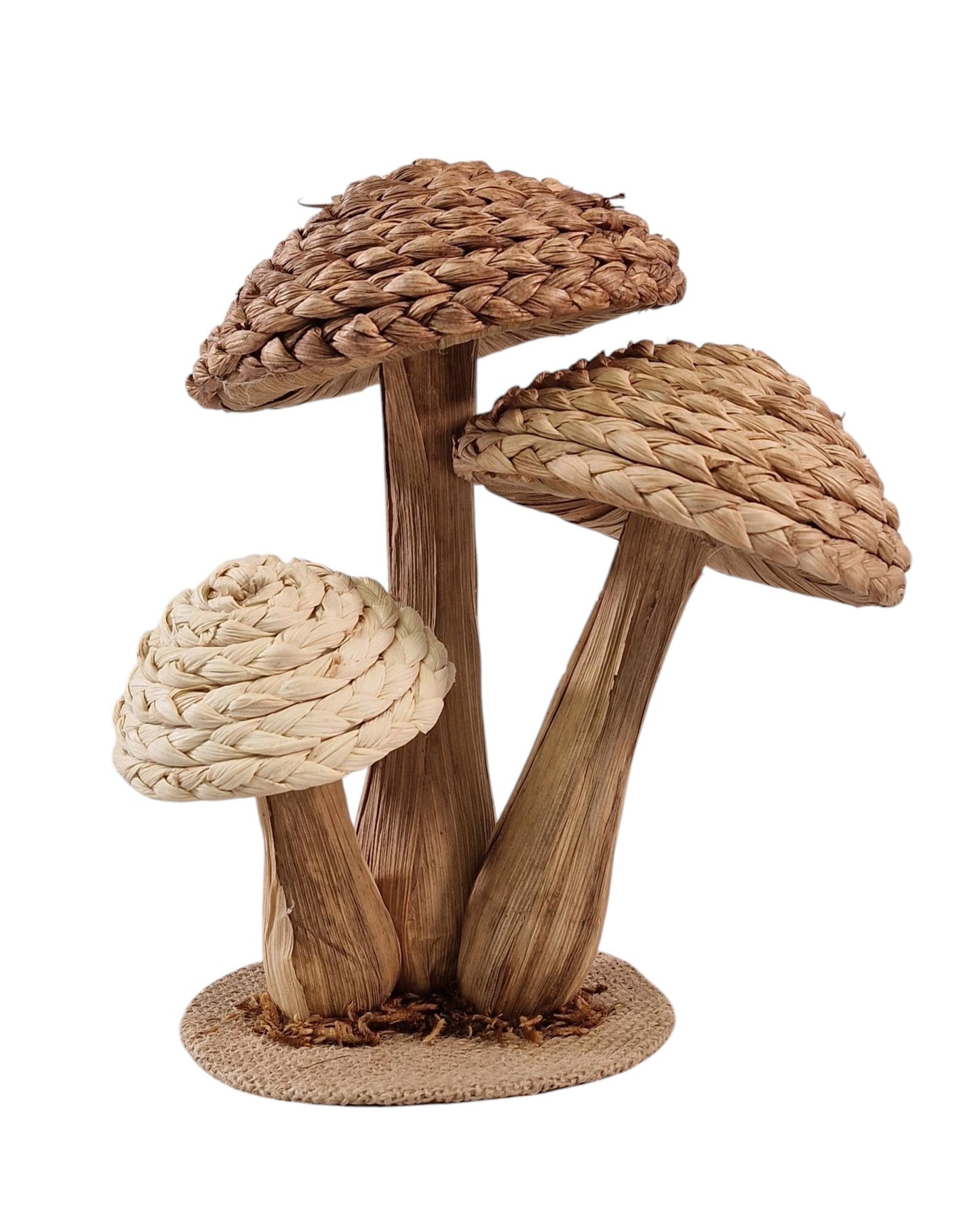 Rattan Trio Mushroom Ornament 21cm 🚚