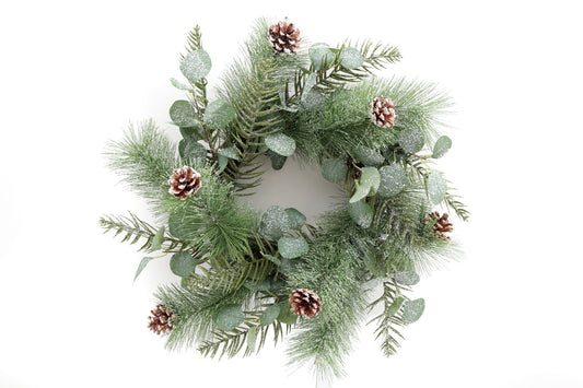 Christmas Eucalyptus and Icy Pinecone Wreath