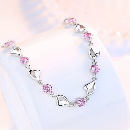 925 Sterling Silver Lovers Heart Shape Bracelet