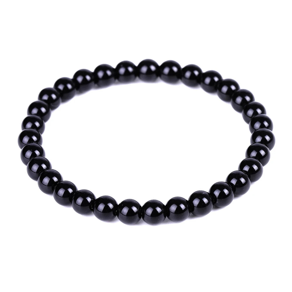 Natural Black Obsidian Stone Bracelet - Promotes Blood Circulation & Anxiety Relief 🚚